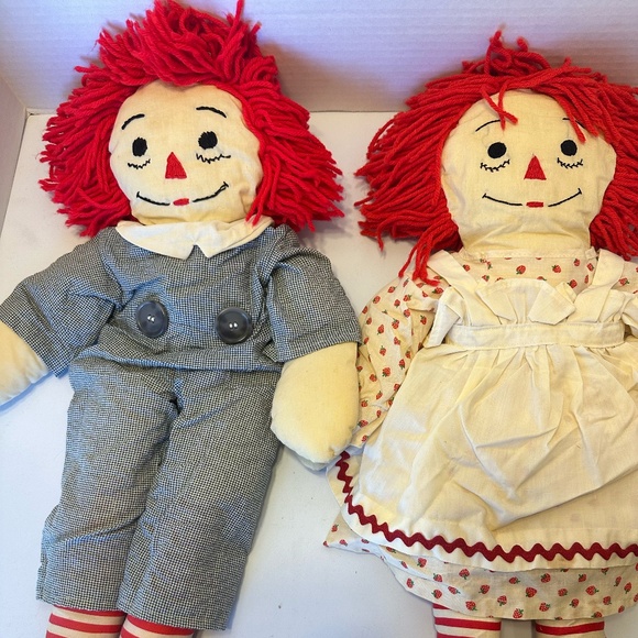 Vintage Raggedy Ann and Andy Handmade doll set  OOAK Plush Soft Toy Stuffed Dol - Picture 1 of 10